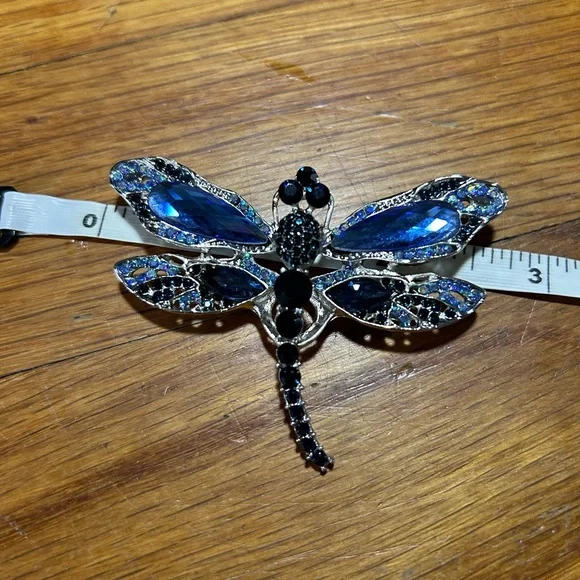 3/$25 Silver and Blue Dragonfly Brooch - Picture 3 of 8
